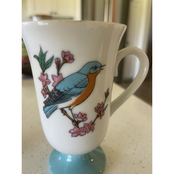 Fred Roberts Song Bird Pedestal Coffee Mugs Tea Cups‎ 1960s Vintage Set of 4 - Picture 3 of 4